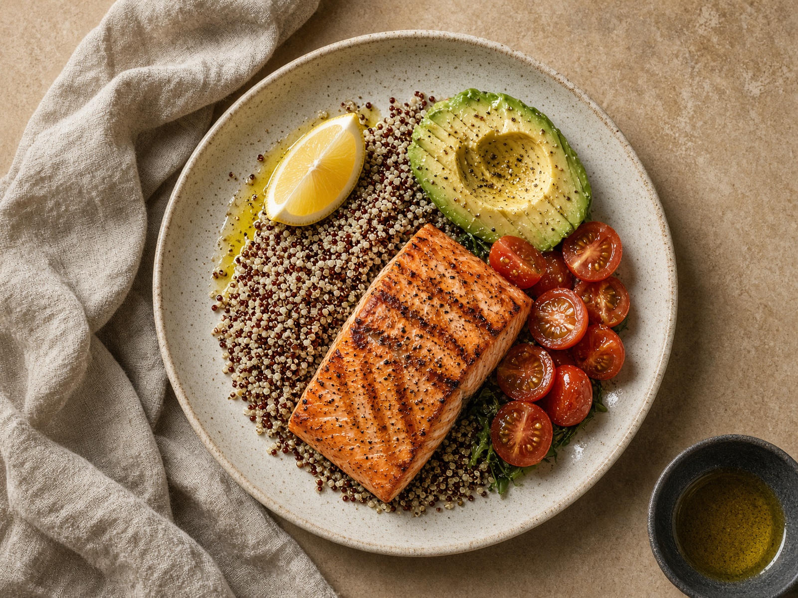 A nutritious grilled salmon bowl